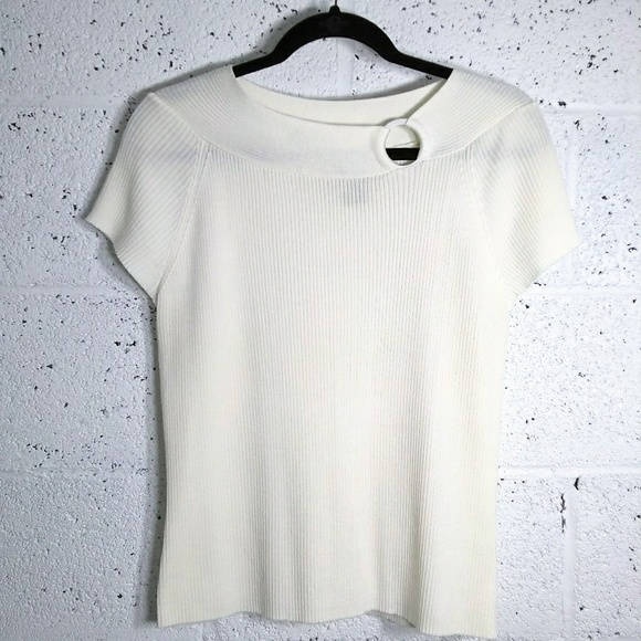 Requirements Large Off White Ribbed Knit Top - Picture 2 of 8